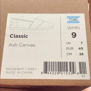TOMS Classic -Womens -Size 9 -Ash
